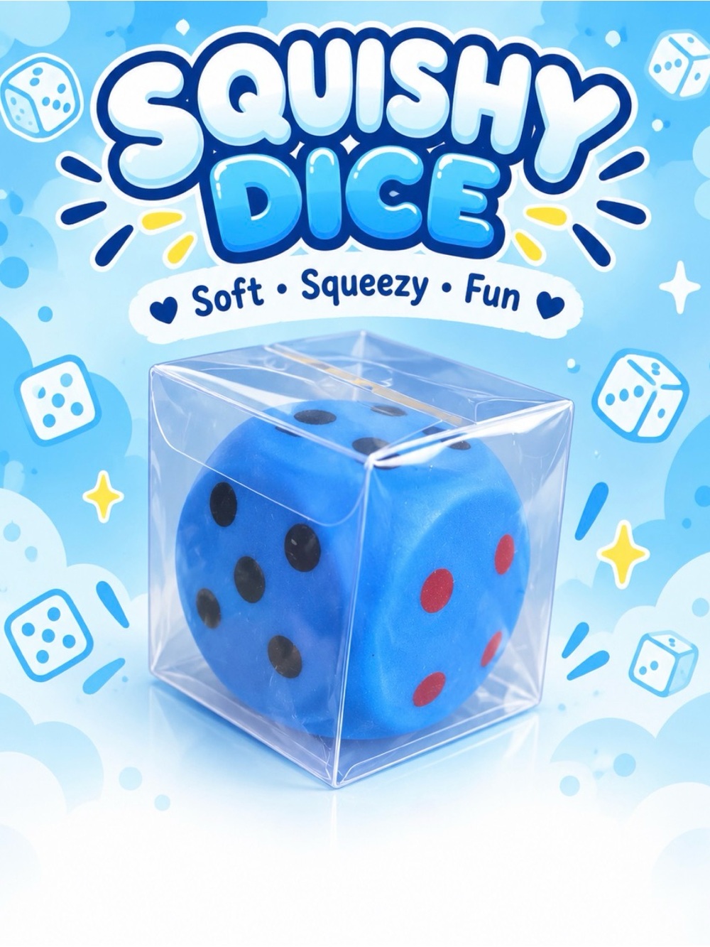 Squishy Dice Soft Squeeze Toy - Blue